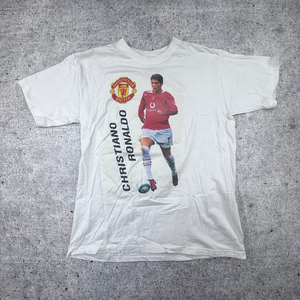 Retro Y2K Cristiano Ronaldo Manchester United Soccer Graphic T-Shirt Adult Small